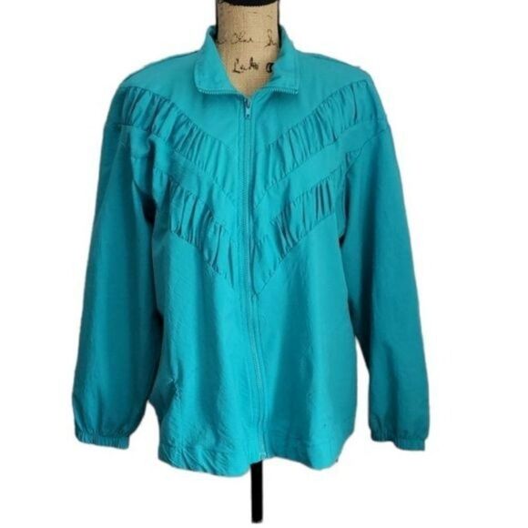 Vintage 80s 90s Teal Teddi Windbreaker - Picture 1 of 10